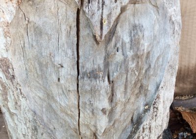 Coeur taillée a même le bois dans un tronçon